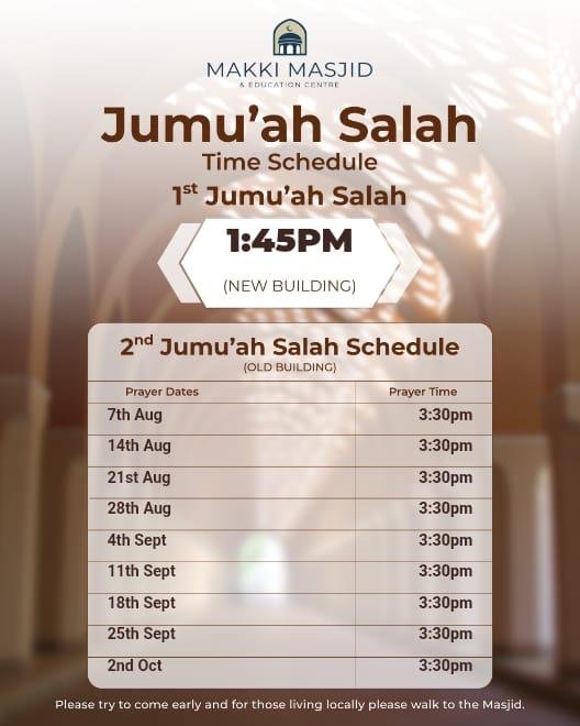 2nd Jumu'ah Times