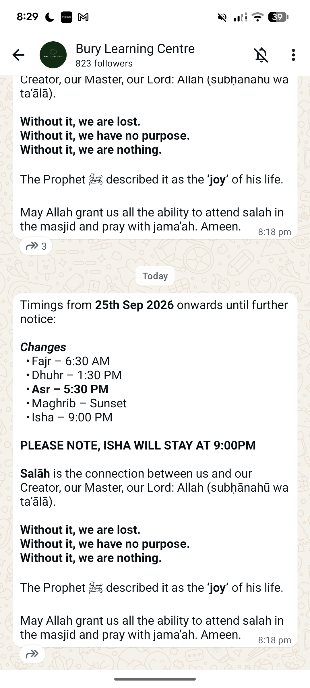 Change of Asr