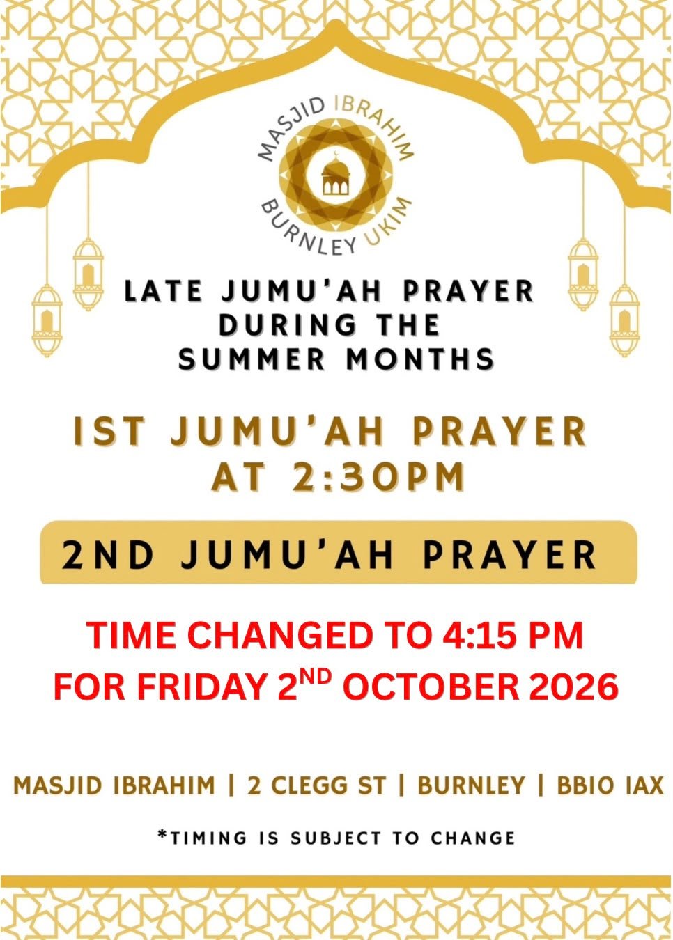 Change of Jumu'ah