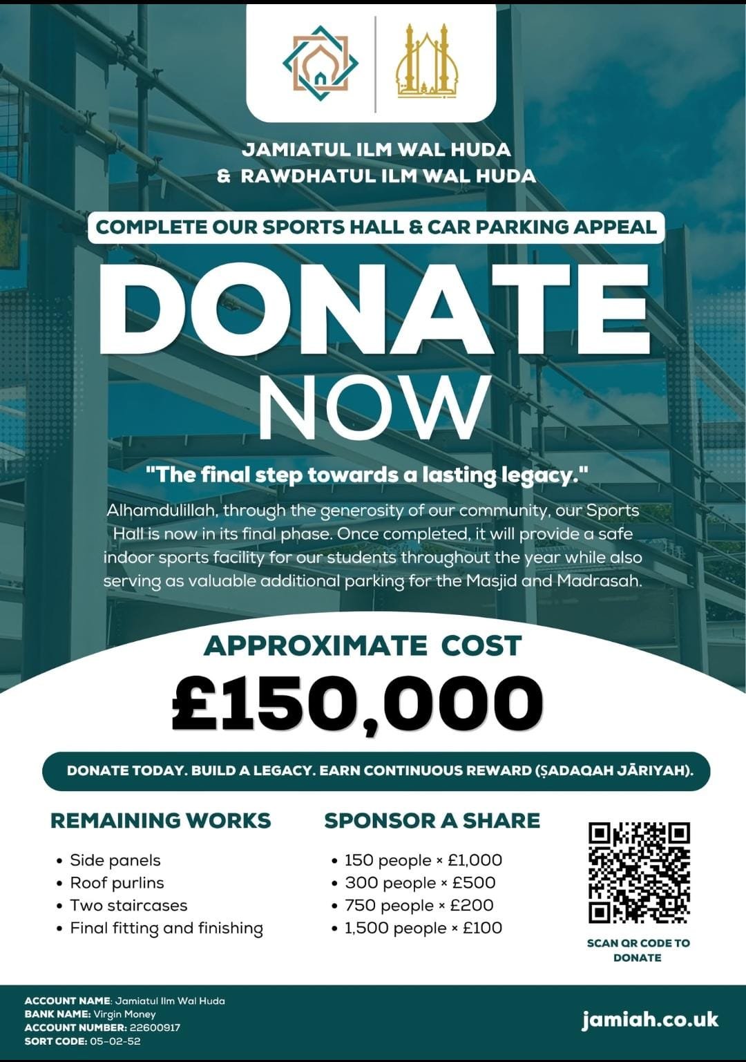 Complete our sports hall & car parking appeal