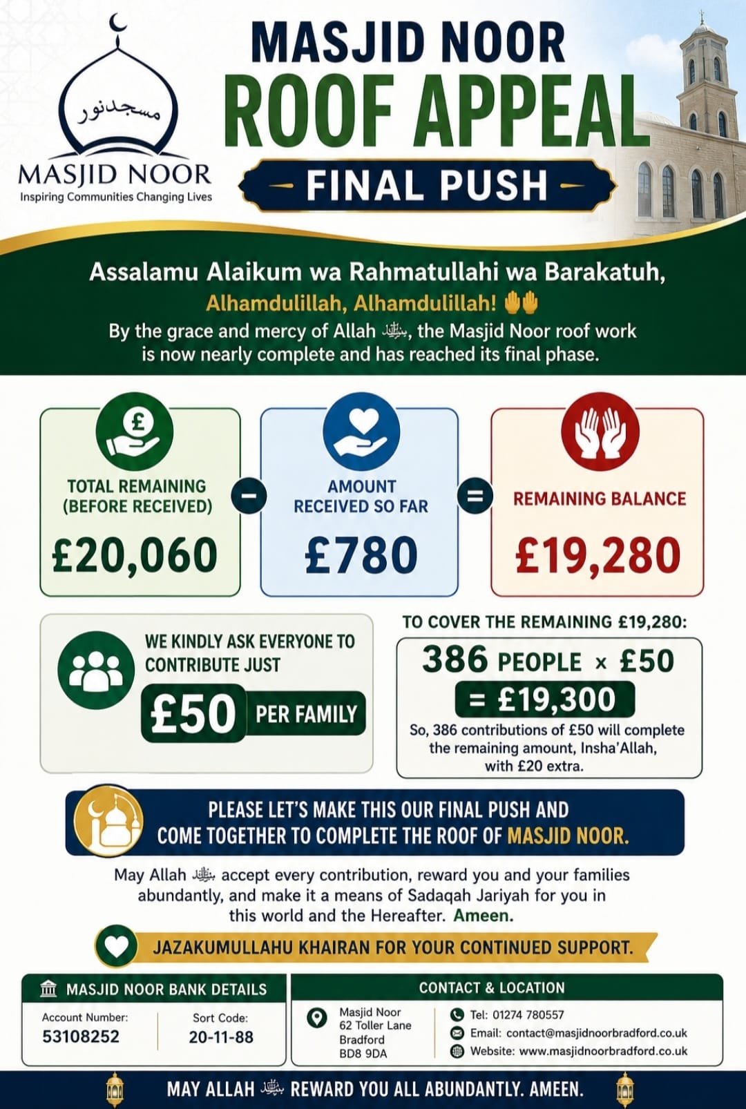 Masjid Noor Roof Appeal