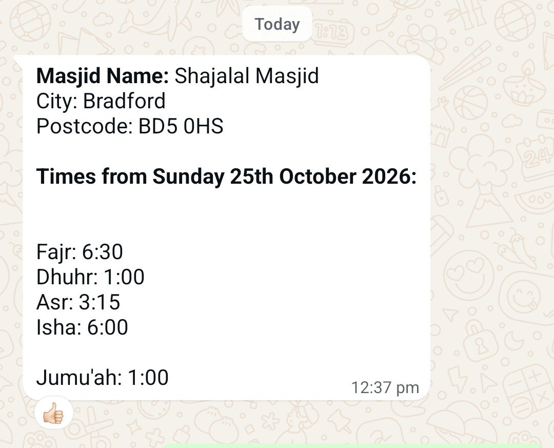 Prayer time change